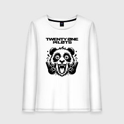 Лонгслив хлопковый женский Twenty One Pilots - rock panda, цвет: белый
