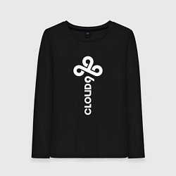 Лонгслив хлопковый женский Cloud9 - vertical logo, цвет: черный