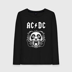 Лонгслив хлопковый женский AC DC rock panda, цвет: черный