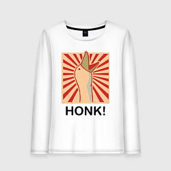 Лонгслив хлопковый женский Гусь honk, цвет: белый