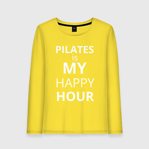 Женский лонгслив Pilates is my happy hour -  пилатес мой любимый ча / Желтый – фото 1