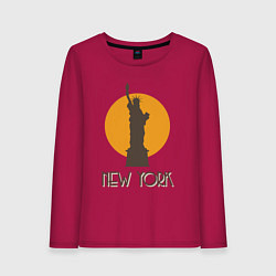 Лонгслив хлопковый женский Город Нью-Йорк, цвет: маджента