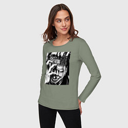 Лонгслив хлопковый женский Магическая битва Сугуру Гэто, цвет: авокадо — фото 2
