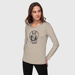 Лонгслив хлопковый женский Милая панда ест лапшу, цвет: миндальный — фото 2