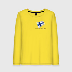 Лонгслив хлопковый женский Im from Finland - motto, цвет: желтый