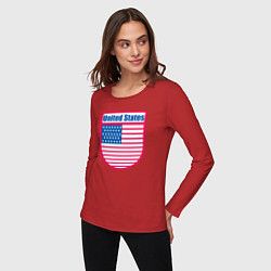 Лонгслив хлопковый женский United States, цвет: красный — фото 2