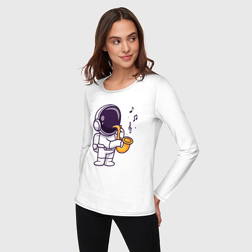 Женский лонгслив Космонавт саксофонист / Белый – фото 3