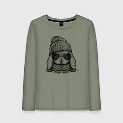 Лонгслив хлопковый женский Модный зайчишка, цвет: авокадо