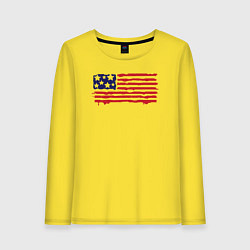 Лонгслив хлопковый женский USA patriot, цвет: желтый
