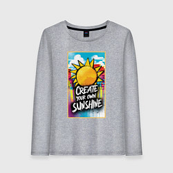 Лонгслив хлопковый женский Create your own sunshine, цвет: меланж