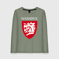 Лонгслив хлопковый женский Warhorse logo, цвет: авокадо