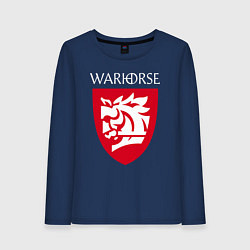 Лонгслив хлопковый женский Warhorse logo, цвет: тёмно-синий