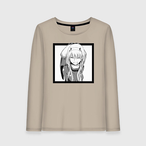 Женский лонгслив Зеро Ту улыбается / Миндальный – фото 1