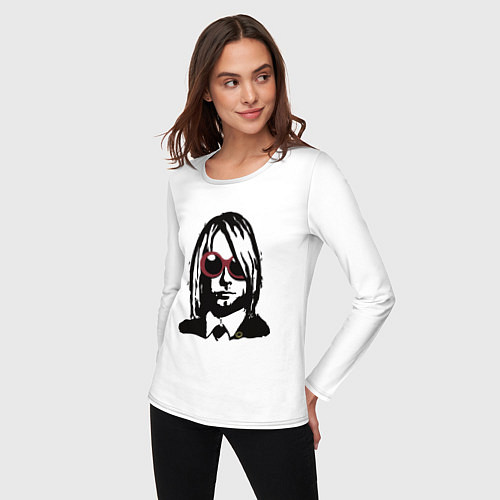 Женский лонгслив Kurt Cobain Nirvana portrait / Белый – фото 3