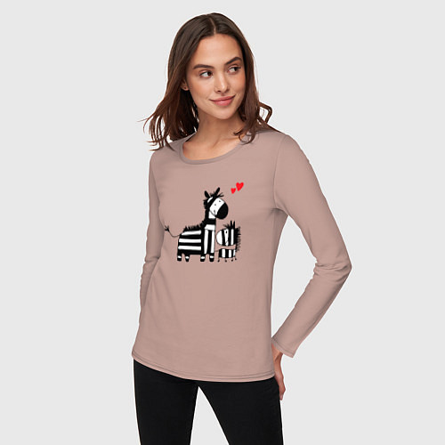 Женский лонгслив Zebra love / Пыльно-розовый – фото 3