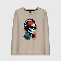 Женский лонгслив Grunge redhead girl skull