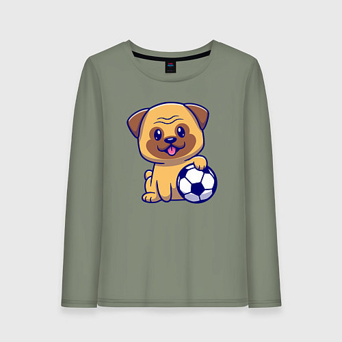 Женский лонгслив Бульдог футболист / Авокадо – фото 1