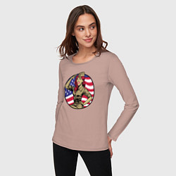 Лонгслив хлопковый женский American girl, цвет: пыльно-розовый — фото 2