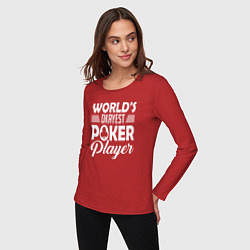 Лонгслив хлопковый женский Лучший в мире игрок в покер, цвет: красный — фото 2