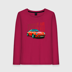 Лонгслив хлопковый женский Немецкий автомобиль Порше 911, цвет: маджента