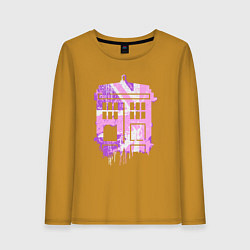 Лонгслив хлопковый женский Pink tardis, цвет: горчичный