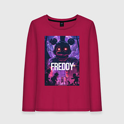 Лонгслив хлопковый женский Freddy - мишка Фредди, цвет: маджента