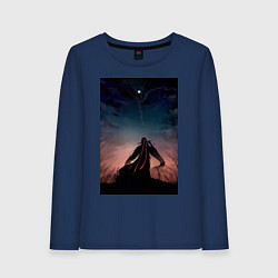 Лонгслив хлопковый женский Усянь Вэй Старейшина Илина, цвет: тёмно-синий