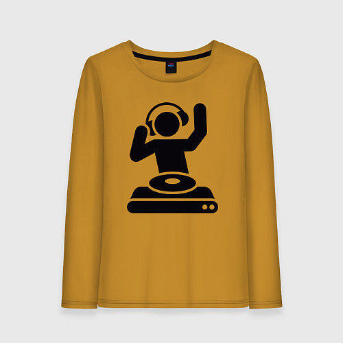 Женский лонгслив Dj party / Горчичный – фото 1