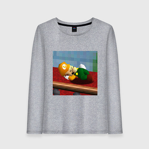 Женский лонгслив Жёлтый луиджи 64 спит арт / Меланж – фото 1