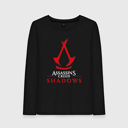 Лонгслив хлопковый женский Assassins creed shadows logo, цвет: черный