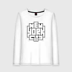 Лонгслив хлопковый женский Нью-Йорк город, цвет: белый