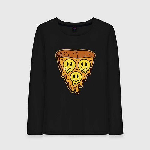 Женский лонгслив Happy nation pizza / Черный – фото 1