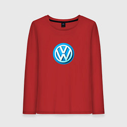 Лонгслив хлопковый женский Volkswagen logo blue, цвет: красный