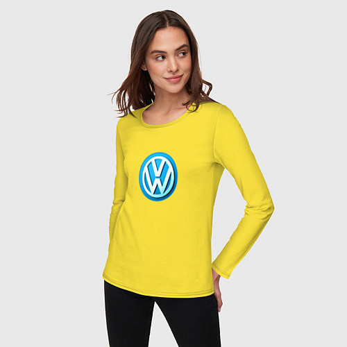 Женский лонгслив Volkswagen logo blue / Желтый – фото 3