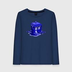 Лонгслив хлопковый женский Tardis ink, цвет: тёмно-синий