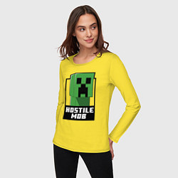 Лонгслив хлопковый женский Minecraft hostile mob, цвет: желтый — фото 2