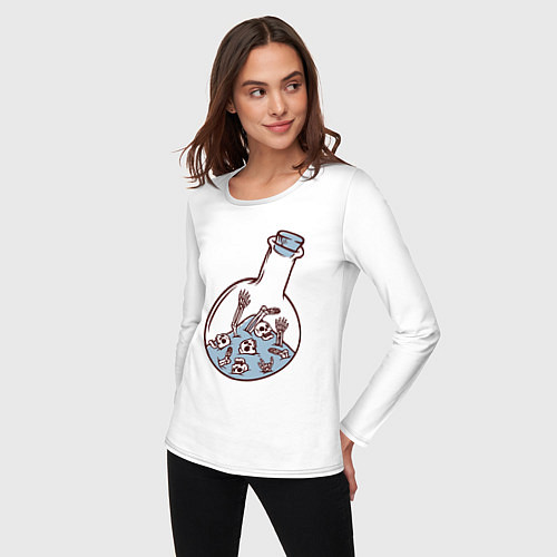 Женский лонгслив Скелеты в колбе / Белый – фото 3
