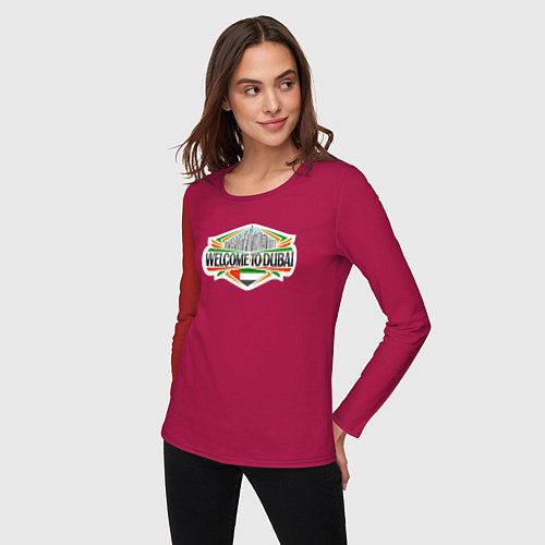 Женский лонгслив Дубай - добро пожаловать / Маджента – фото 3