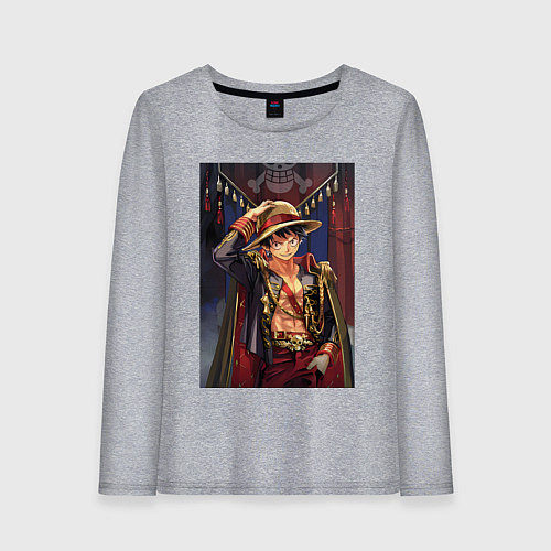 Женский лонгслив Ван-Пис Луффи Монки Д арт / Меланж – фото 1