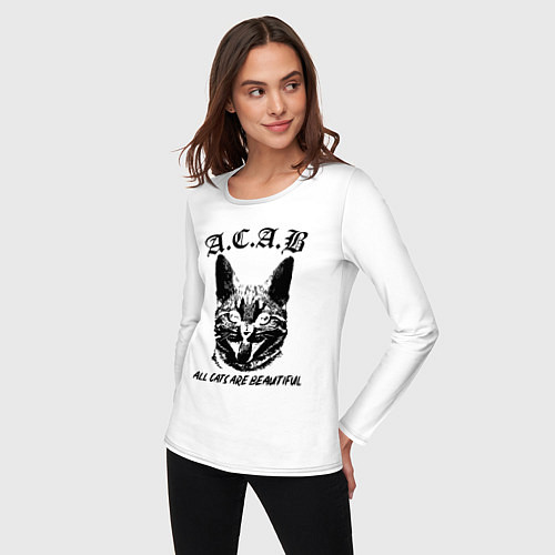 Женский лонгслив All cats are beautiful / Белый – фото 3