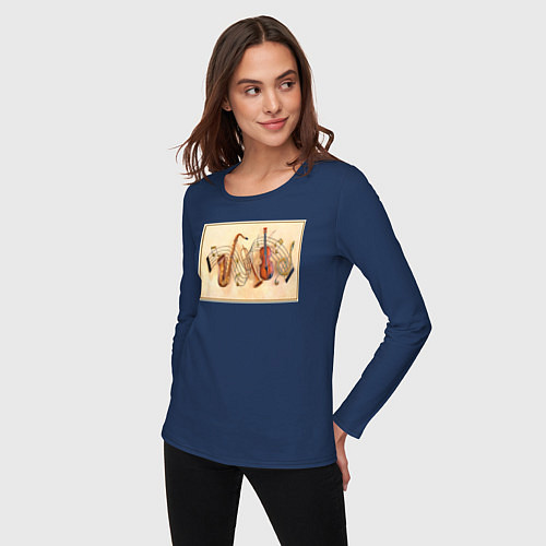 Женский лонгслив Музыка нас связала / Тёмно-синий – фото 3