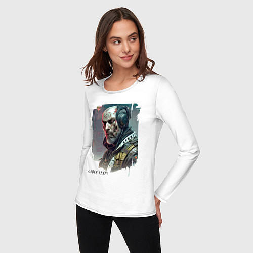 Женский лонгслив Cyber Lenin - ai art fantasy / Белый – фото 3