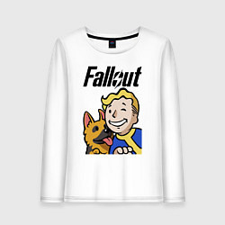 Лонгслив хлопковый женский Vault boy and shepherd, цвет: белый