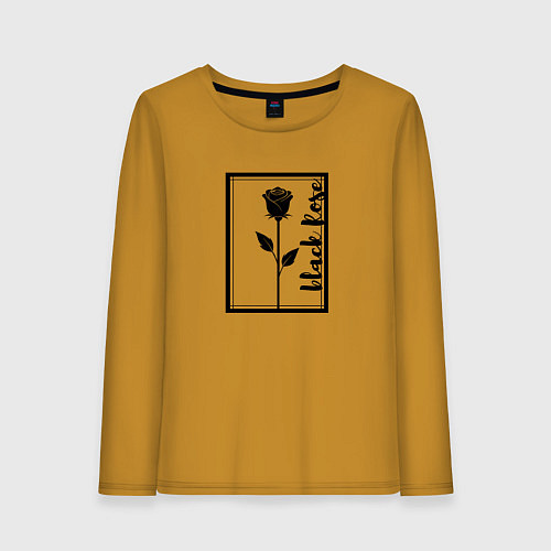 Женский лонгслив Черная роза в рамке / Горчичный – фото 1