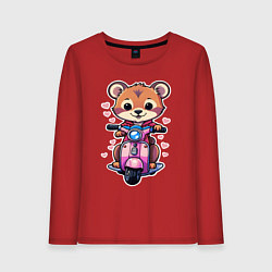 Женский лонгслив Медведик на мопеде катается