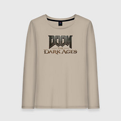 Лонгслив хлопковый женский Doom the dark ages logo, цвет: миндальный