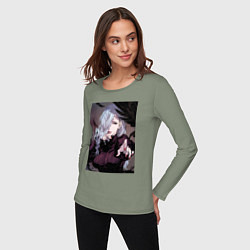 Лонгслив хлопковый женский Магическая битва Мэй Мэй маг первого класса, цвет: авокадо — фото 2