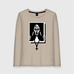 Лонгслив хлопковый женский Ведьма монашка, цвет: миндальный