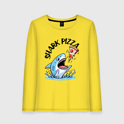Лонгслив хлопковый женский Shark pizza - ai art fantasy, цвет: желтый