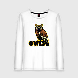 Лонгслив хлопковый женский Owls, цвет: белый